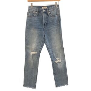 Madewell The Perfect Vintage Jean‎ Womens 25 Blue Distressed High Rise Straight